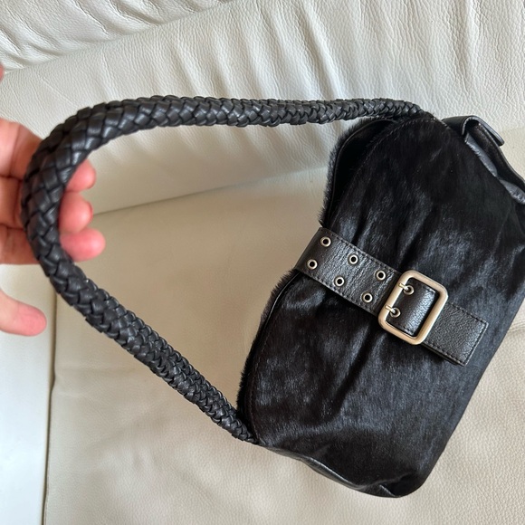 JULIANA Colezione Dark Brown Bag Combination of Calf fur and  genuine Leather. - Picture 7 of 12